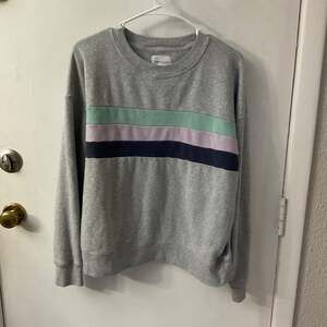 American Eagle Outfitters Colorblock Striped Sweatshirt M Rainbow Cozycore Comfy